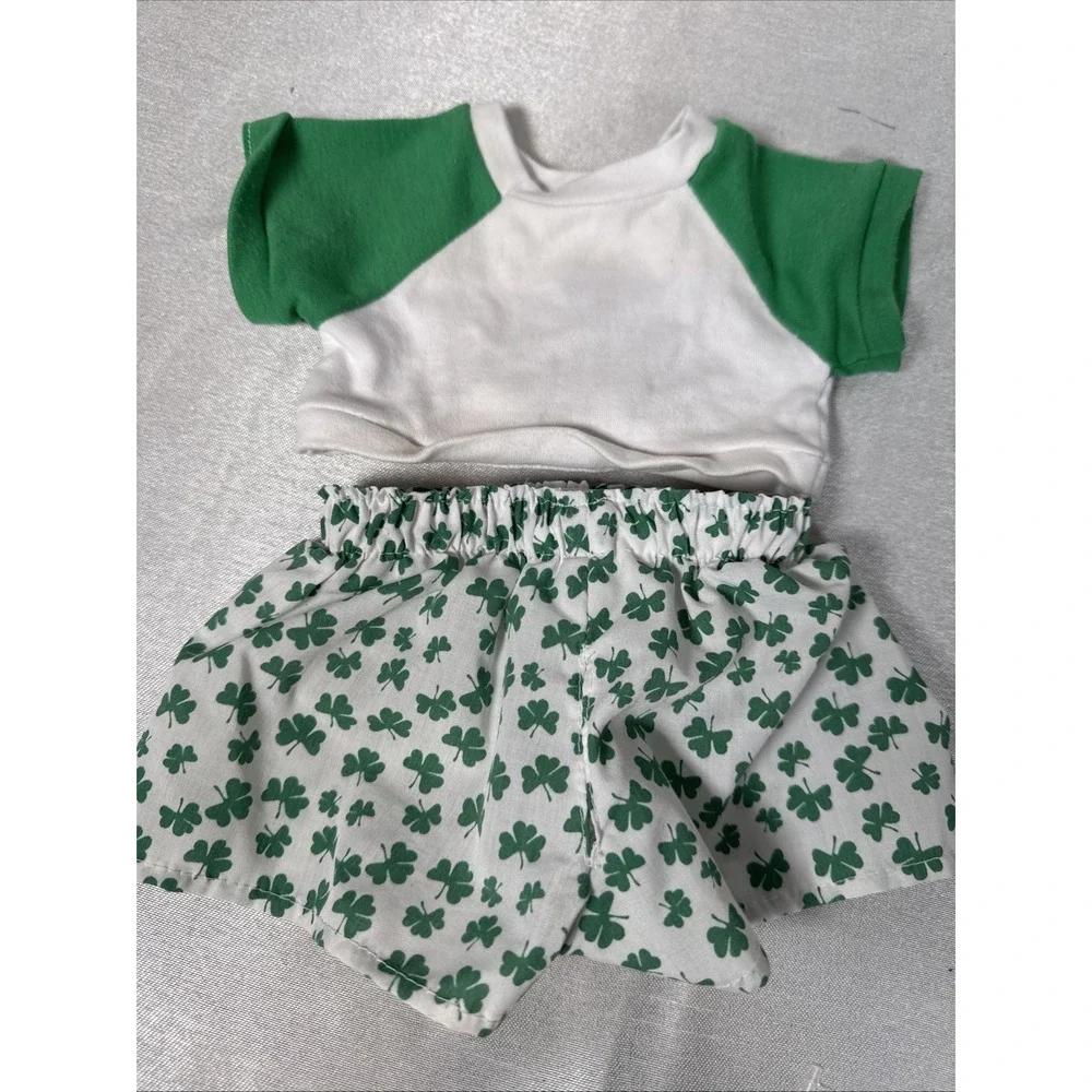 Vintage Build a Bear St Patricks Day Outfit and Shamrock Shirt‎ Shorts Set